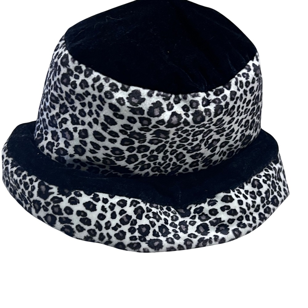Pro Tide‎ faux fur Black White Leopard Print Bucket Hat One Size Animal Print
